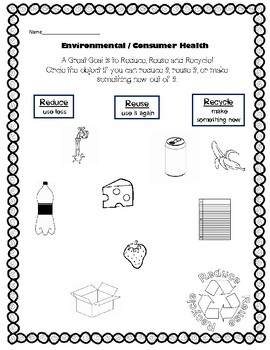 Kindergarten Health Worksheets: Goal Setting | NEW Health Standard 6