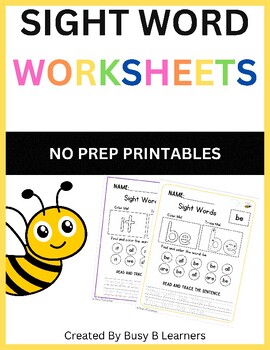 Preview of Kindergarten High Frequency Sight Word Practice Worksheets