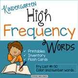 Kindergarten High Frequency Words