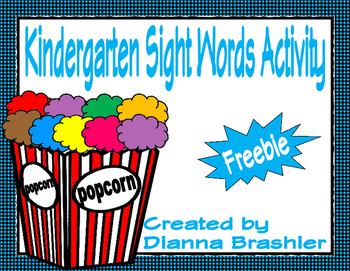 Preview of Kindergarten Popcorn High Frequency Words Activity Freebie