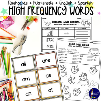 Preview of Kindergarten High Frequency Words in English and Spanish