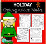 Kindergarten Christmas Holiday NO PREP Math Worksheets