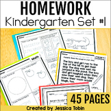 Kindergarten Homework Packet with Folder Cover, ELA and Ma