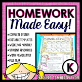 Kindergarten Homework EDITABLE