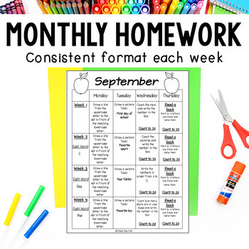 homework template for kindergarten