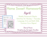 Kindergarten Homework: April Home Sweet Homework
