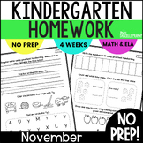 Kindergarten Homework November, Fall Kindergarten Workshee