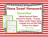 Kindergarten Homework: December Home Sweet Homework