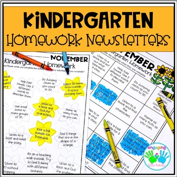 Preview of Kindergarten Homework Newsletters 
