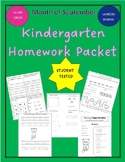 Kindergarten Homework Packet #1 September-Counting-Printin