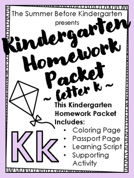 Preview of Kindergarten Homework Packet - Letter K