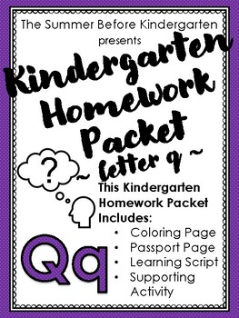 Preview of Kindergarten Homework Packet - Letter Q