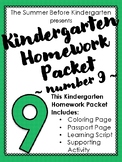 Kindergarten Homework Packet - Number 9