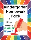 Kindergarten Homework Packet Sampler