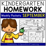 Kindergarten Homework- September (English Only) Aligned to CC