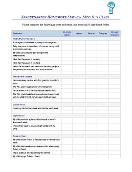 homework survey questions for parents