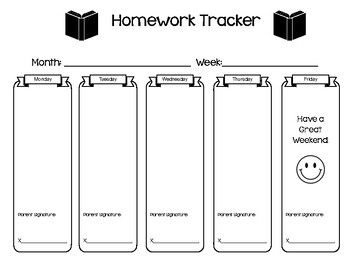 kindergarten homework tracker