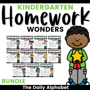 Preview of Kindergarten Homework Wonders Literacy & Math Year Long BUNDLE
