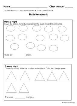 kindergarten homework printable