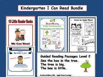 Preview of Kindergarten I Can Read Bundle Simple Sentences NO PREP - Distance Learning