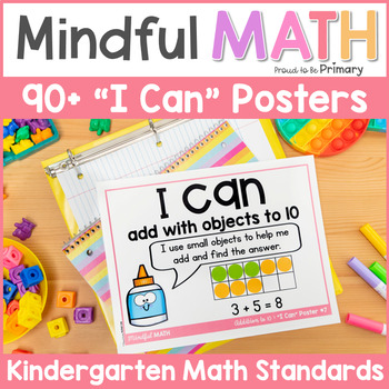 Preview of Guided Math Talk Posters Kindergarten I Can Statements Math Common Core Standard