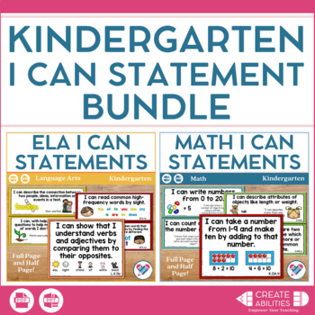 Preview of Kindergarten I Can Statements Bundle
