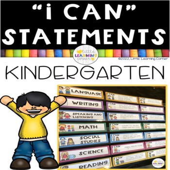 Preview of Kindergarten "I Can" Statements /  ELA, Math, Science, Social Studies Cards