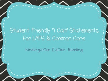 Preview of Kindergarten "I Can" Statements LAFS & Common Core Reading