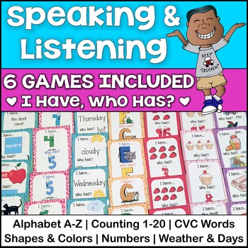 Preview of Kindergarten I Have Who Has Games {Kindergarten Math & ELA Games}