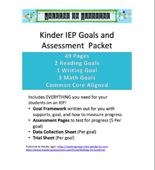 Preview of Kindergarten IEP Goals and Assessment Packet