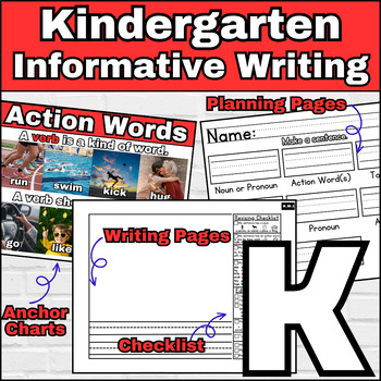 Preview of Kindergarten Informative Expository Writing Handwriting Pages Stories Rubric