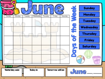 interactive kindergarten calendar june for promethean tpt