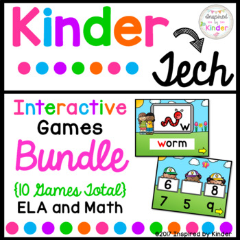 Preview of Kindergarten Interactive Games Bundle {Math and Language Arts}