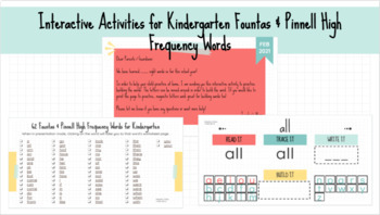 Preview of Kindergarten Interactive High Frequency Word Activities on Google Slides