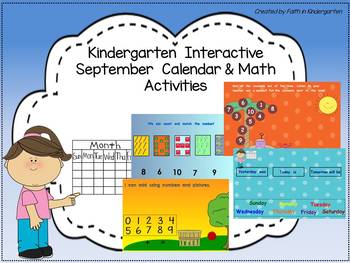 Preview of Kindergarten Interactive September Calendar and Math Activities