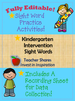 Preview of Kindergarten Intervention Packet-Sight Words