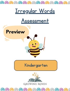 Preview of Kindergarten Irregular Words List and Assessment, Sight words, Tracing Freebie