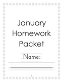 Kindergarten January  Homework Packet - Common Core Aligned