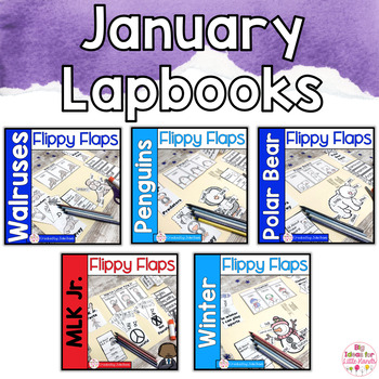 Preview of Kindergarten January Winter Lapbook Activity Bundle Interactive Notebook