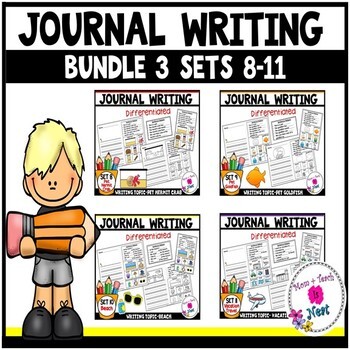 Kindergarten Journal Writing Prompts Differentiated (BUNDLE 3 Sets 8-11)