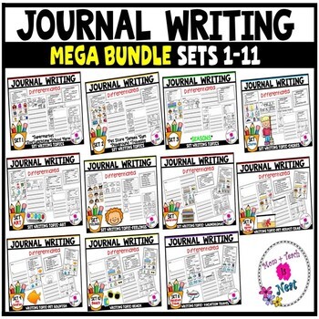 Preview of Kindergarten Journal Writing Prompts Differentiated (MEGA BUNDLE Sets 1-11)