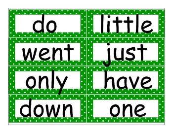 Kindergarten Journeys 2014 High Frequency Word Wall Cards (Green Polka Dot)