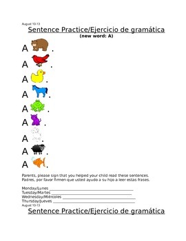 Preview of Kindergarten Journey's Sentence Practice