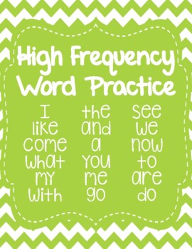 Preview of Kindergarten  High Frequency Word Practice