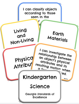 Preview of Kindergarten K Georgia Standards of Excellence GSE Science I Can Statements