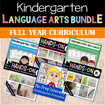 Preview of Kindergarten Language Arts Full Year Curriculum Bundle | More 50% OFF