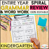 Kindergarten Language Spiral Review | Grammar Homework or 