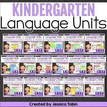 Preview of Kindergarten Language, Grammar, and Vocabulary Bundle - Activities, Worksheets