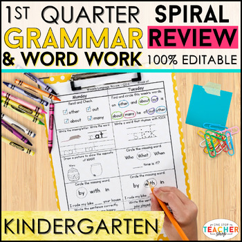 Preview of Kindergarten Language Spiral Review | Grammar Practice | 1st QUARTER