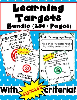 Preview of Kindergarten Learning Targets Bundle with Success Criteria